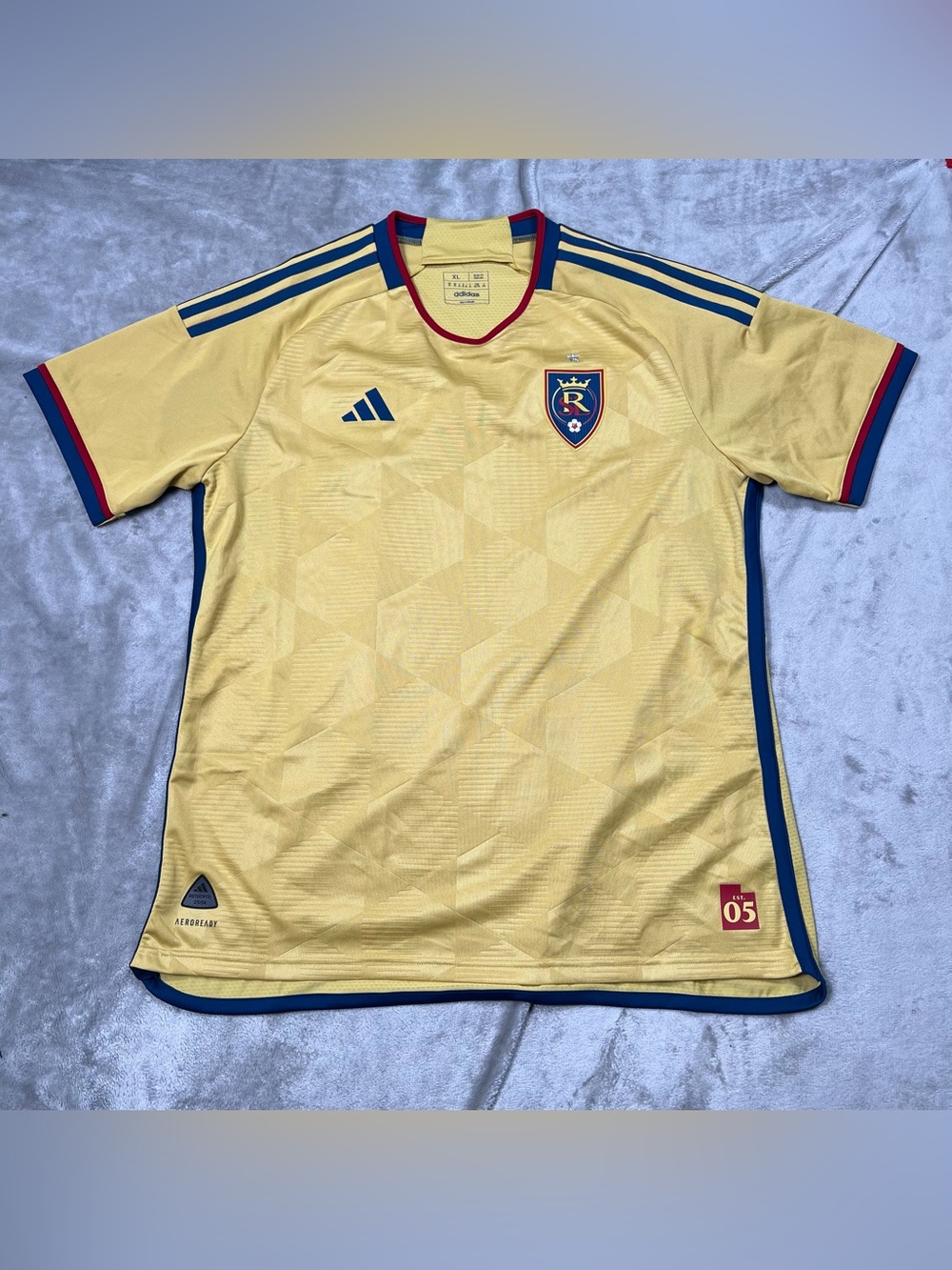 Adidas Real Salt Lake 23/24 Away Jersey Mens XL Gold Slim MLS Soccer Kit IS4890